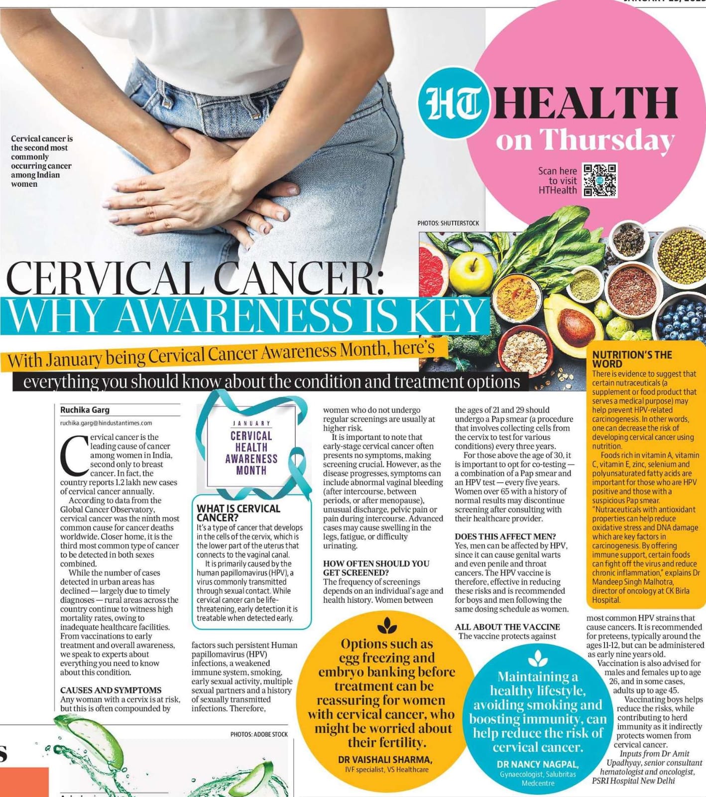 Dr. Vaishali Sharma on HT Health – Cervical Cancer : Why Awareness in Key