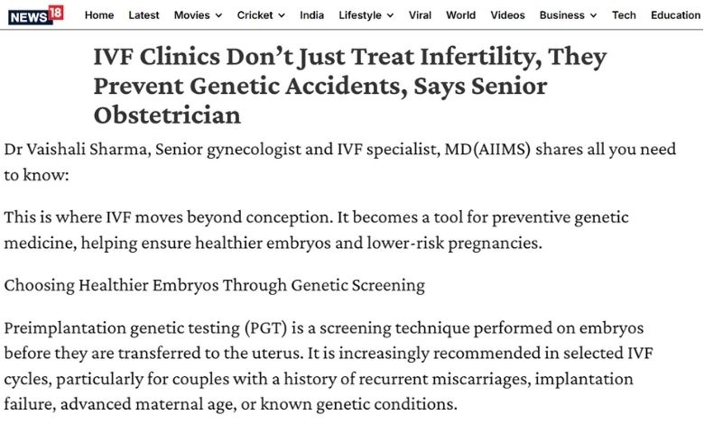 Dr. Vaishali Sharma on NEWS18