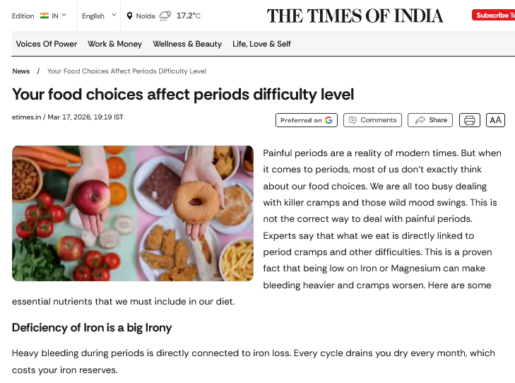 Your food choices affect periods difficulty level - The Times of India