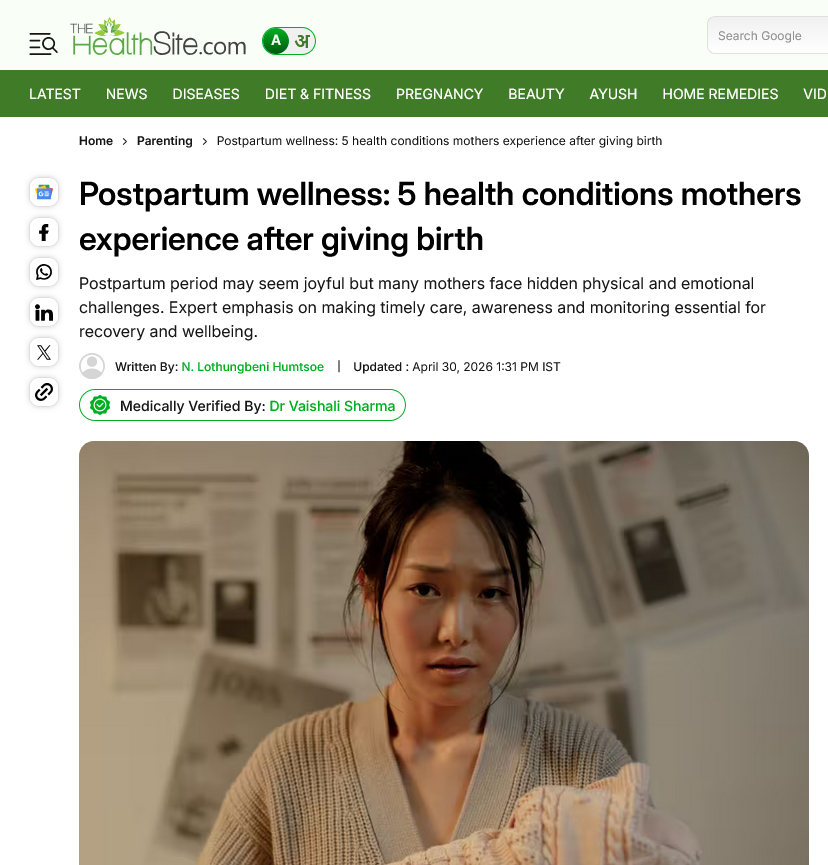 TheHealthSite Feature: Postpartum Wellness With Dr. Vaishali Sharma MD (AIIMS)