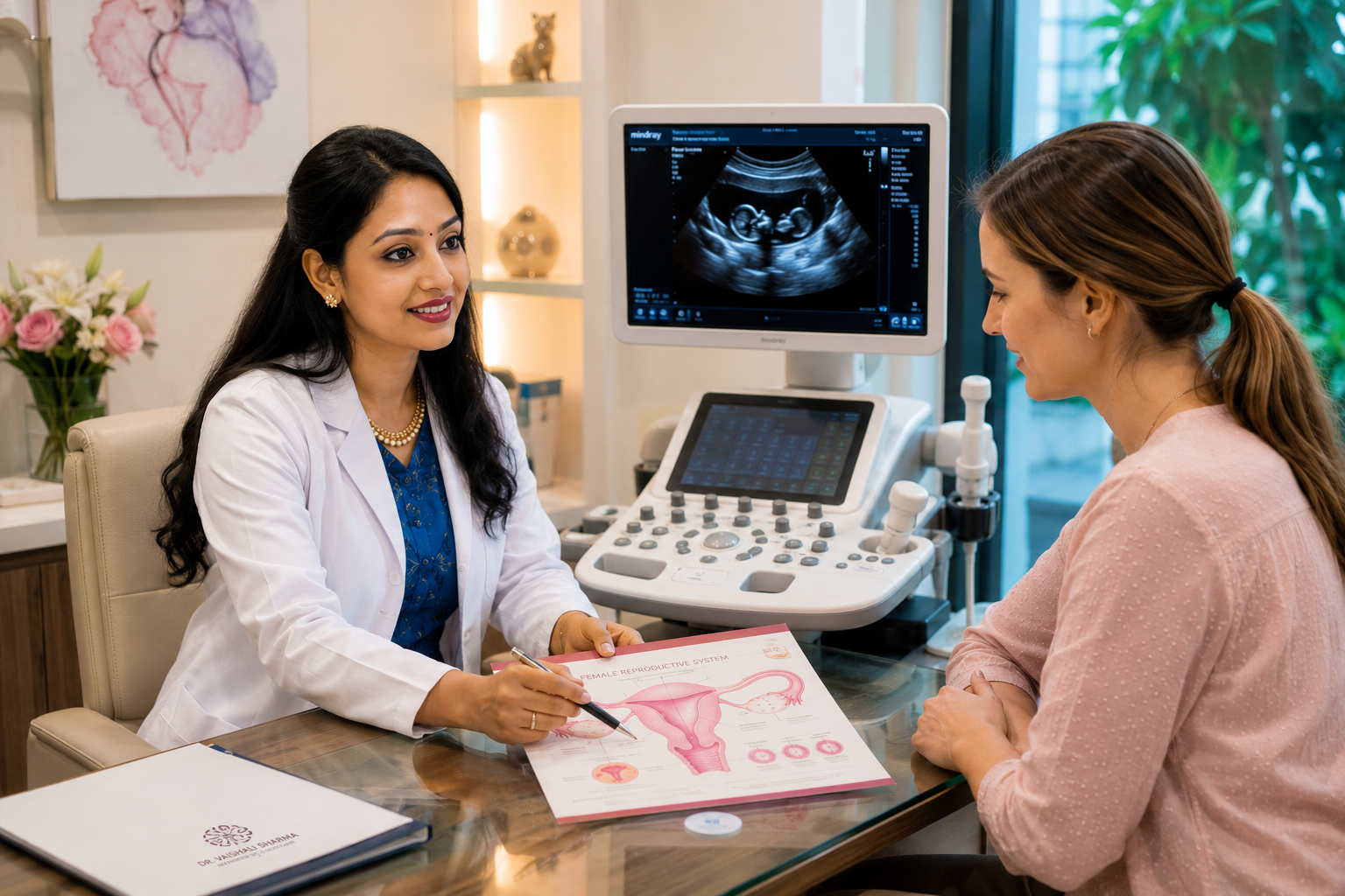 Gynecology consultation in a modern clinic in India