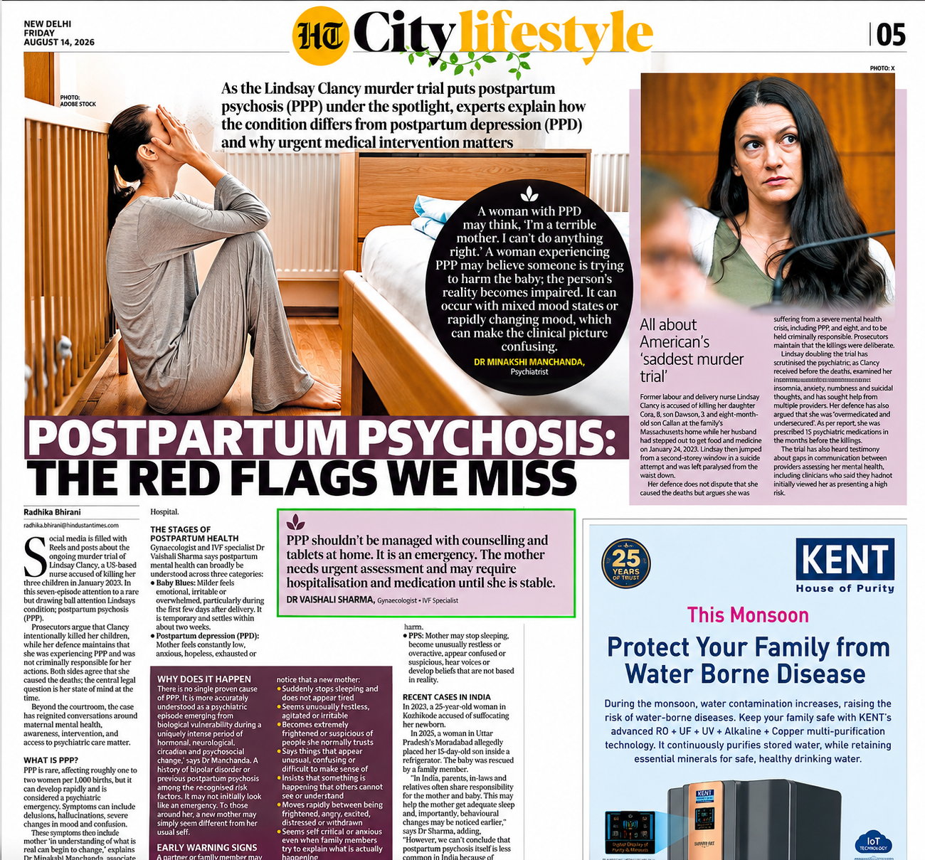 Hindustan Times Features Dr. Vaishali Sharma on Postpartum Psychosis and the Red Flags We Miss